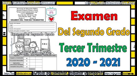 Examen Del Segundo Trimestre Primer Grado Del Ciclo Escolar 2019 2020