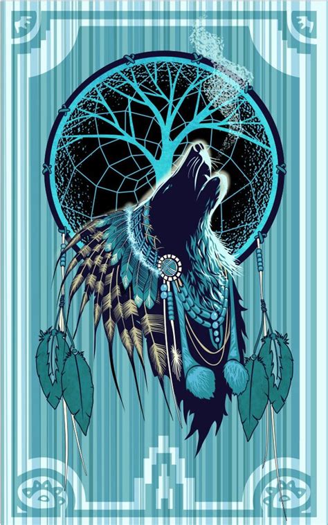 American Native Wolf Shaman 11x17 Illustration Poster Etsy Native