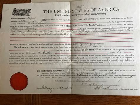 Land Deeds Signed By Theodore Roosevelt Antiques Board
