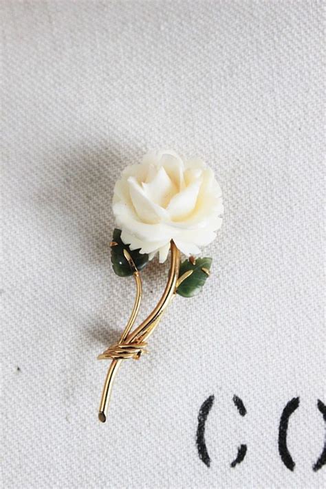 Vintage 1960s White Flower Brooch Art Signed Pin Brooch Etsy