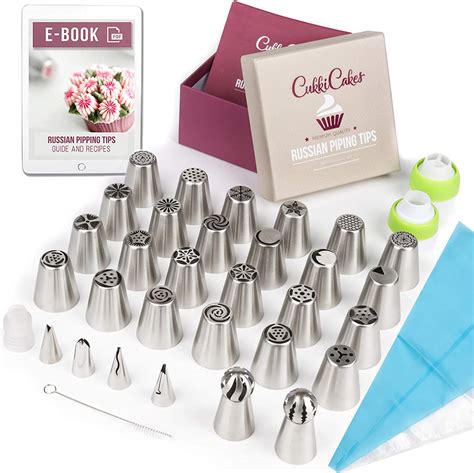 Amazon Com CukkiCakes Russian Piping Tips 55pcs Cake Cupcake