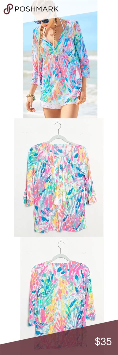 Lilly Pulitzer Tilda Tunic Multi Sparkling Sands Knit Tunic Top Long