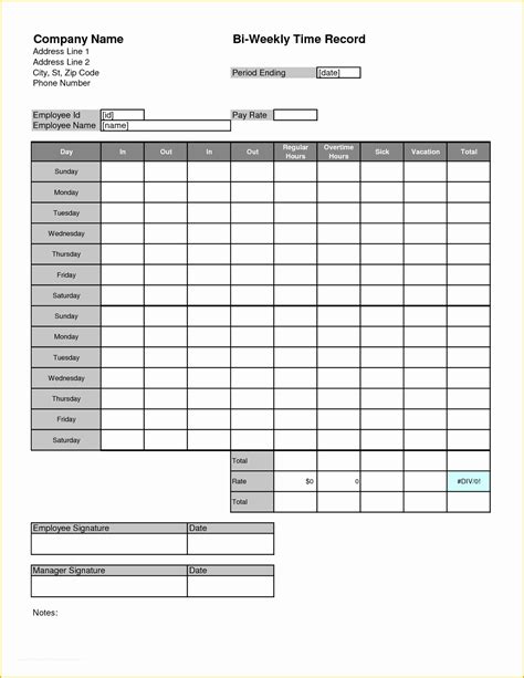 Free Blank Time Card Template Of Printable Time Card Template 12 Free