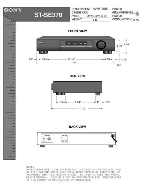 Sony St Se370 Tuner Dimensions Pdf Download Manualslib