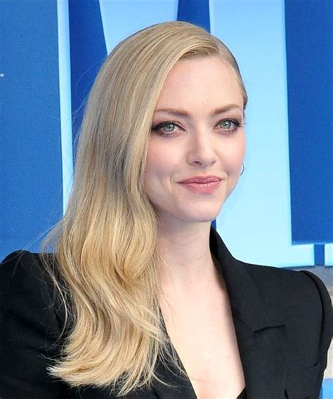 Amanda Seyfried Long Straight Light Blonde Hairstyle With Side Swept Bangs