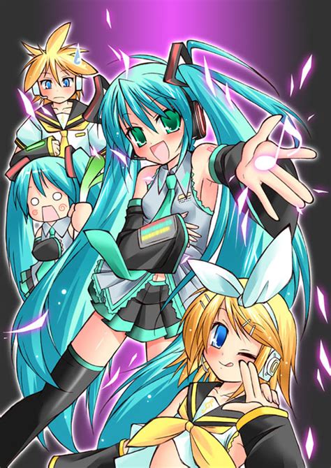 Hatsune Miku Kagamine Rin Kagamine Len And Hachune Miku Vocaloid