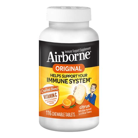 Airborne Citrus Chewable Tablets 116 Count 1000mg Of Vitamin C