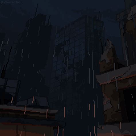 Pixel Art Rain Animation S Pixel Art Pixel Scenery