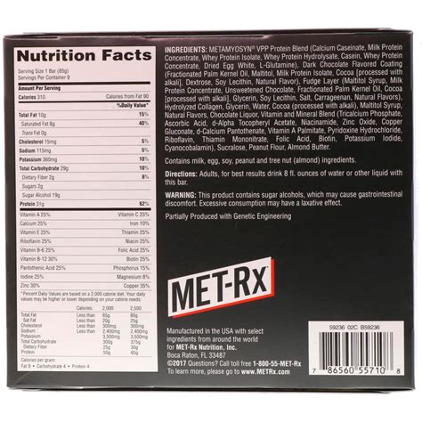 Met Rx Protein Plus Chocolate Fudge Deluxe 9 Bars 30 Oz 85 G