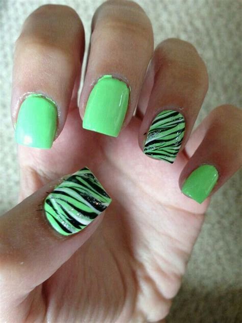 Pin By Hannah Decaire On Nails Green Nails Zebra Nails Green Nail Art