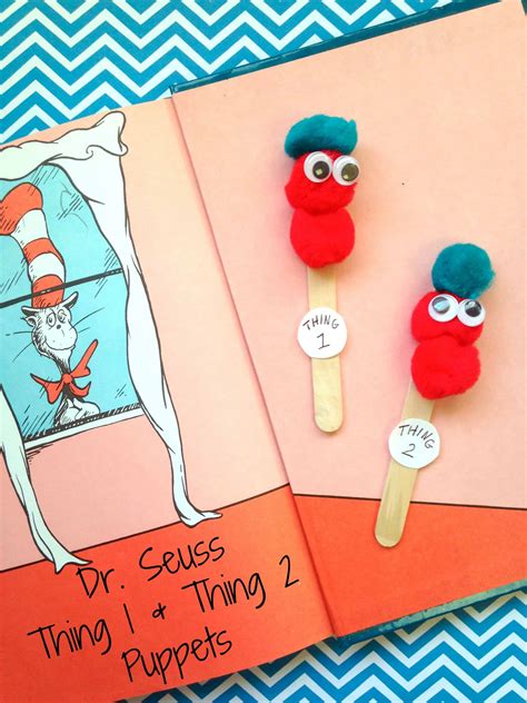 Dr Seuss Thing 1 And Thing 2 Puppets Kids Craft