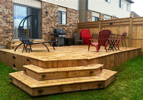 16x20 Foot Pine Deck With Cascading Corner Stairs And Access Doors