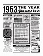 1953 the Year You Were Born PRINTABLE Born in 1953 - Etsy
