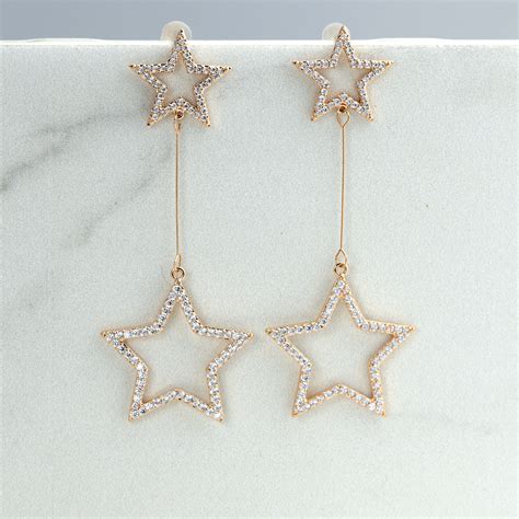 Star Earrings Large Star Dangle Earrings Celestial Earring Etsy