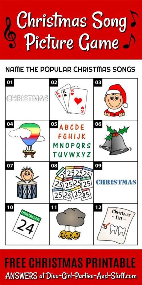Free Printable Christmas Song Picture Game Name The 12 Popular