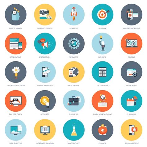 Premium Vector Set Of Flat Design Icons For Business