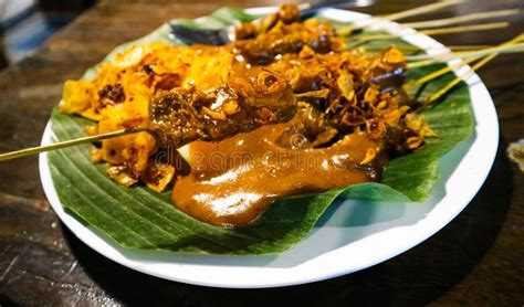 Satay Padang With Spicy Spices Food Characteristic Of The Indonesian