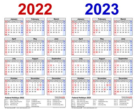 2022 2023 Two Year Calendar Free Printable Pdf Templates