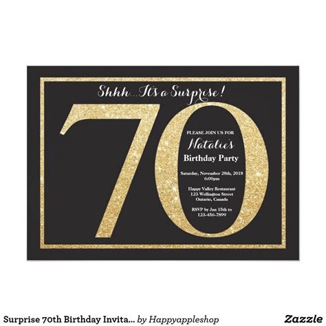 Surprise 70th Birthday Invitation Gold Glitter Zazzle