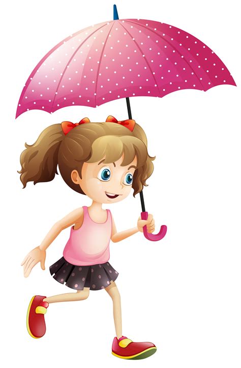Little Girl Using Umbrella 367789 Vector Art At Vecteezy