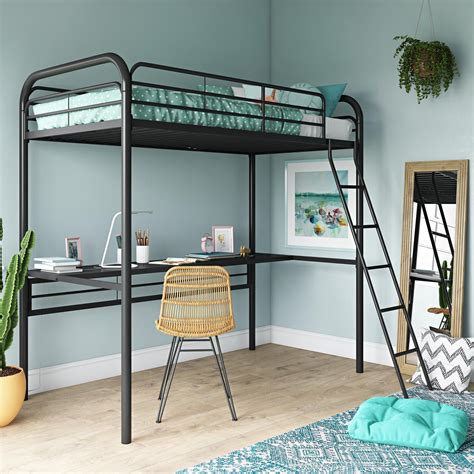 Add to compare compare now. DHP Metal Loft Bed with Desk, Twin Size Frame, Black Metal ...