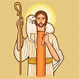 Jesús buen pastor. llevando una oveja sobre sus hombros 11440716 Vector ...
