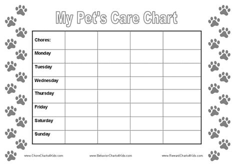 Reward Charts For Pet Care