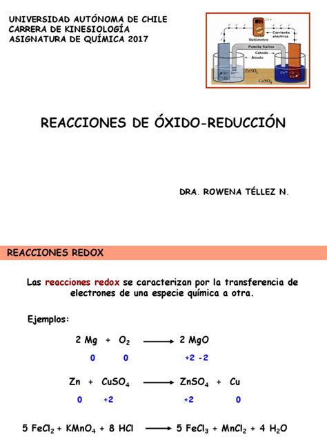 Reacciones De Oxido Reduccion Redox Electroquímica