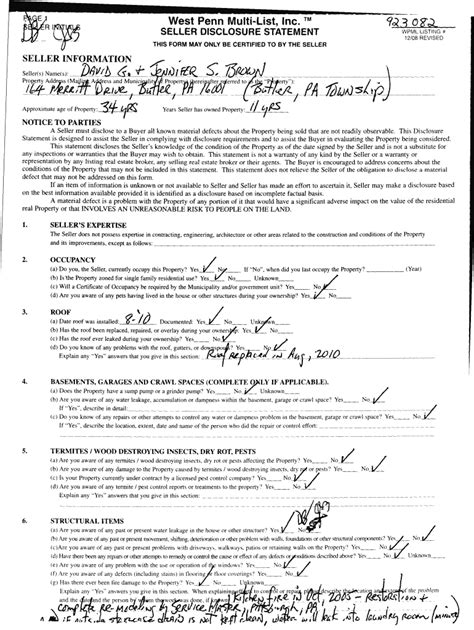 West Penn Multi List Seller Disclosure Form 2020 2022 Fill And Sign