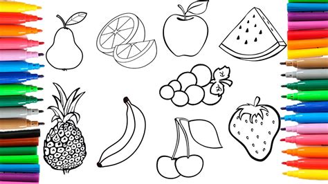 Coloreando Dibujo De Frutas 🎨 Aprender Los Colores Dibujando Y