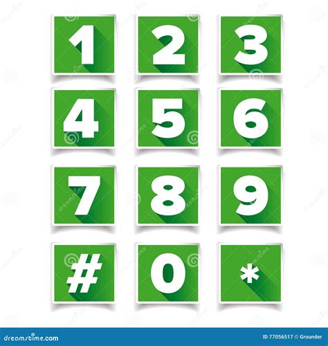 Number Icon Set Square Green Stock Illustration Illustration Of