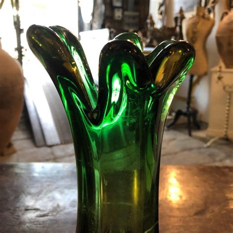 Green Vintage Vase In Murano Glass 1960s Design Market