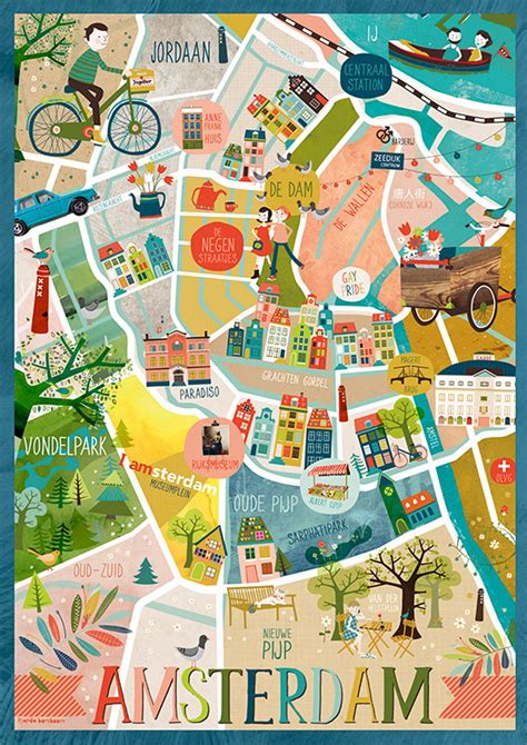 Amsterdam Map Print In 2021 Amsterdam Map Illustrated Map