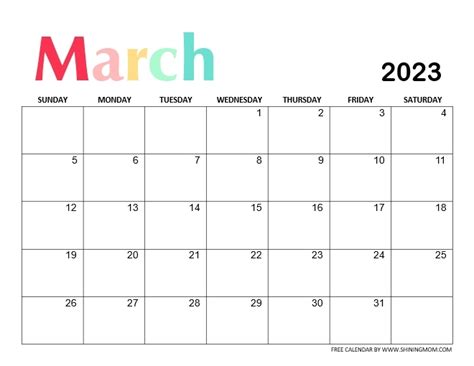 Free Printable March 2023 Calendar 21 Best Designs