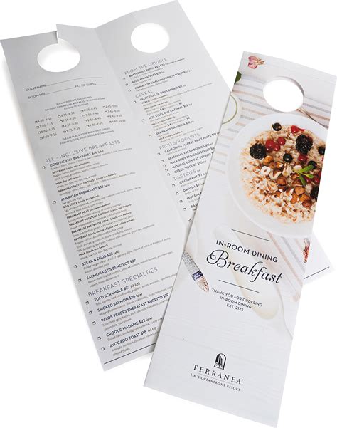 Restaurant Menu Door Hangers Digital Design Printing Los Angeles