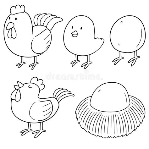 Vector Set Of Chicken And Egg Stock Vector Illustration Of Cockerel