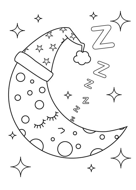 Luna De Navidad Durmiendo Para Colorear Imprimir E Dibujar Dibujos