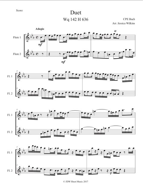 Cpe Bach Flute Duet Digital Download Jdw Sheet Music