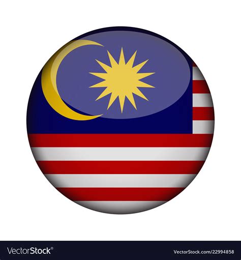 Malaysia Flag In Glossy Round Button Of Icon Vector Image