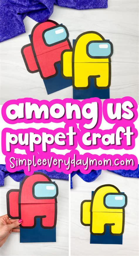 Among Us Paper Bag Puppet Craft Free Template