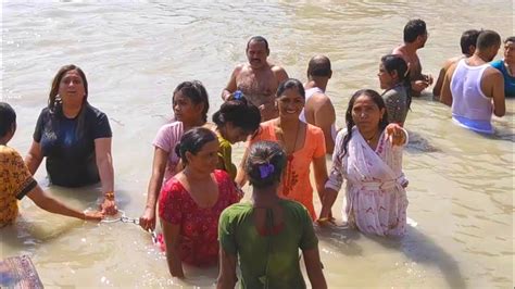 Ganga Snan Open Bath Holy Bath Ganga Snan Ganga Bath Haridwar Har Ki Pauri Snan