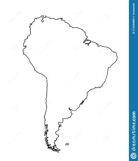 Mapa Do Vetor Da América Do Sul Ilustração Da Silhueta De Contorno