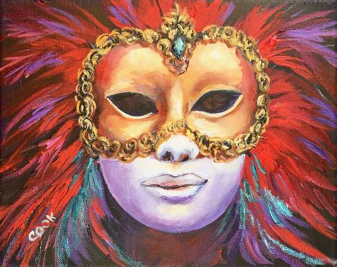 Mardi Gras Red Mask 2017 Artist Red Mask Canvas Painting