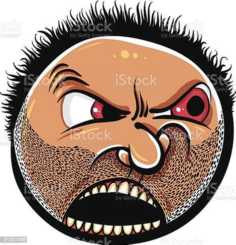 Angry Cartoon Face With Stubble Vector Illustration Stock Illustration