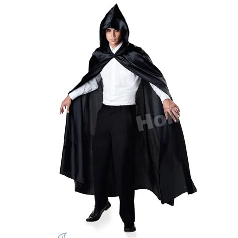 Black Hooded Cape Long Black Cape Costume Magician Cape Halloween