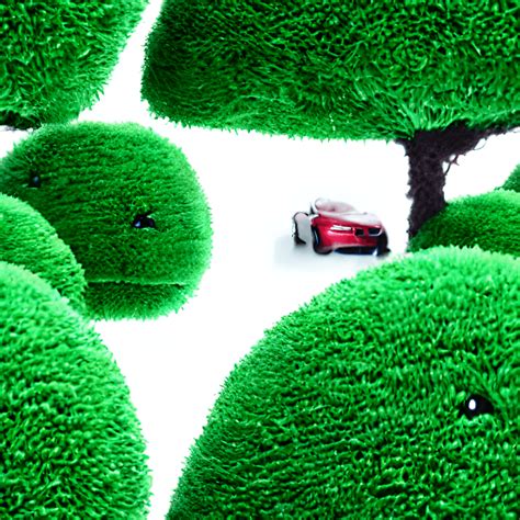 Kawaii Chibi Garage Green Trees Pattern · Creative Fabrica