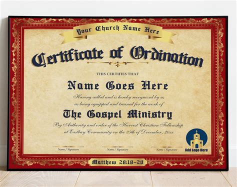 Ordained Minister Certificate Template Ordained Minister Etsy