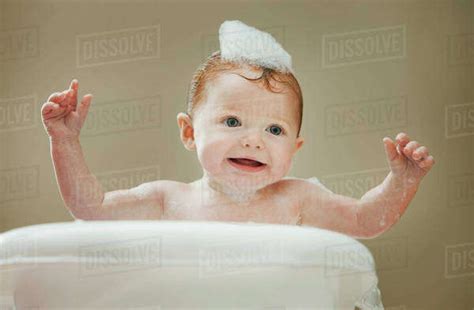 Caucasian Baby Girl Having A Bath Stock Photo Dissolve