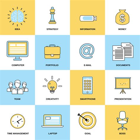 Business Icons Flat Line Set 438660 Vector Art At Vecteezy