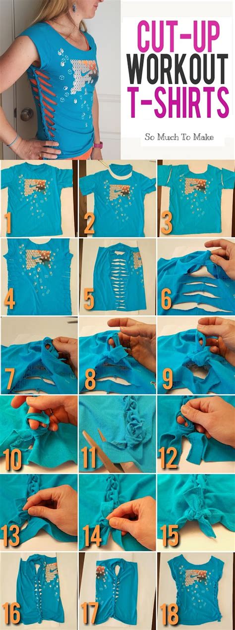 Simple neck cut out shirt this is a very simple cut you can do along the neckline. Cut-Up Workout T-Shirt Tutorial | So Much To Make